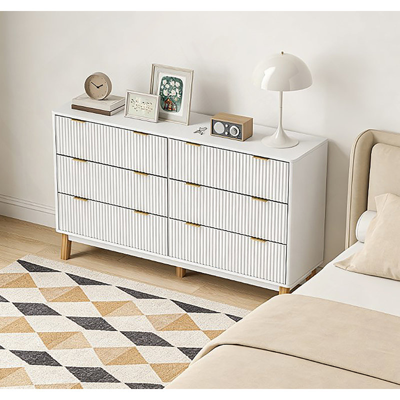 Dresser With 6 Drawers For Home, Blanc
