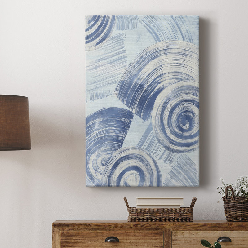 Motif bleu Nautilus II - galerie Cavas sur mesure, H 18 po x l 12 po