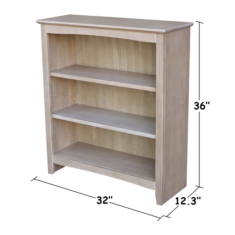 Aspatria Bookcase, (3 Shelves) 36" H x 32" W x 12" D, Washed Gray Taupe