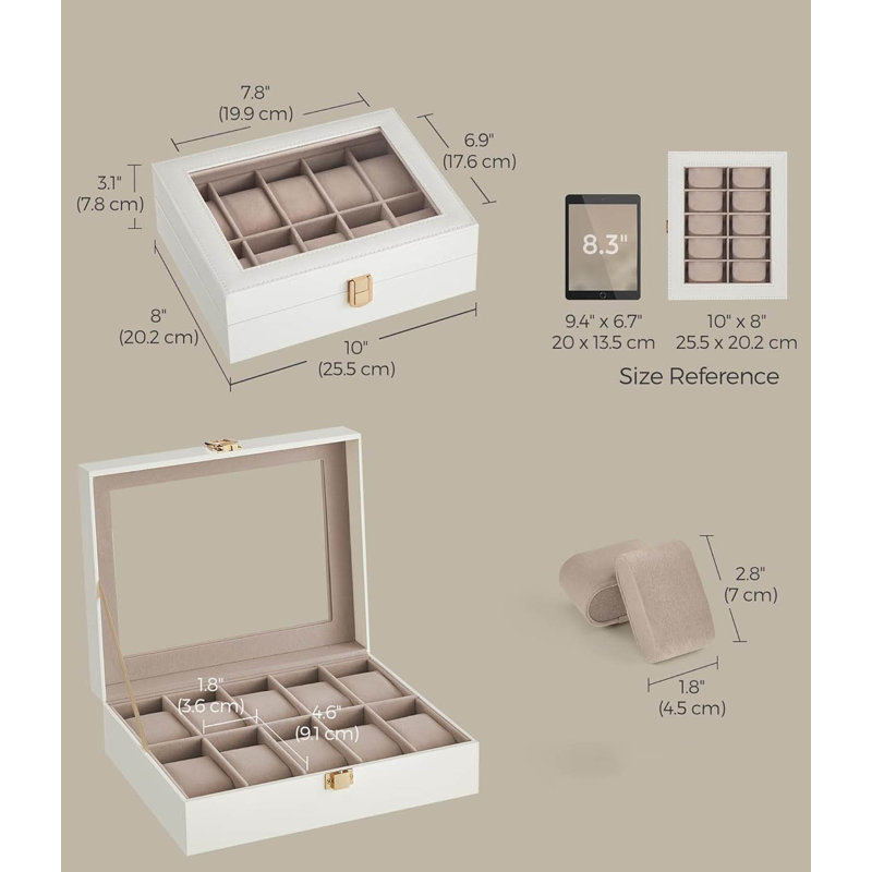 Watch Box +, Cloud White/Cappuccino Beige