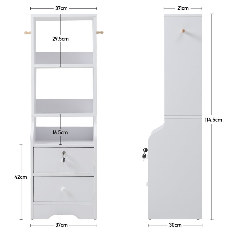Saint-Andre Standard Bookcase, (3 Shelves) 114.5cm. H x 37cm. W x 30cm. D