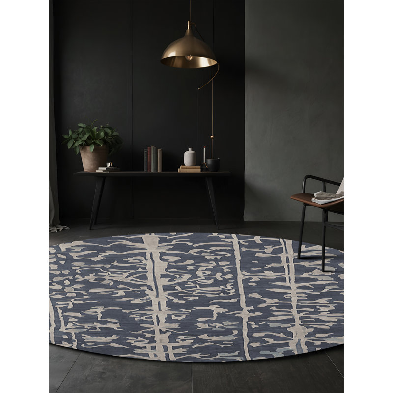 Machine Washable Gray Area Rug, Round 3'