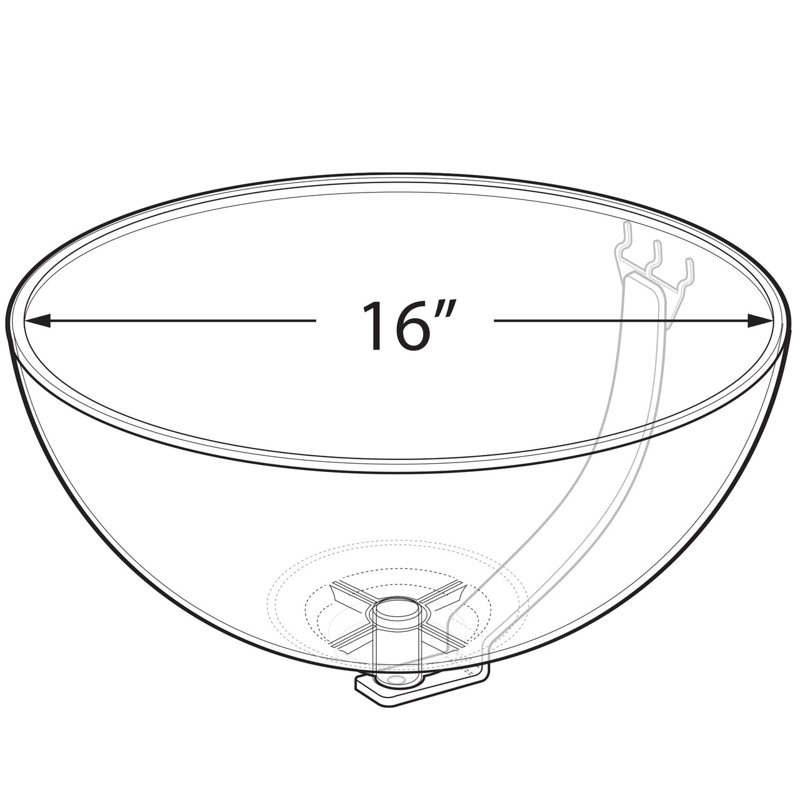 16" Bowl Display with Curved Metal Arm for Pegboard/Slatwall