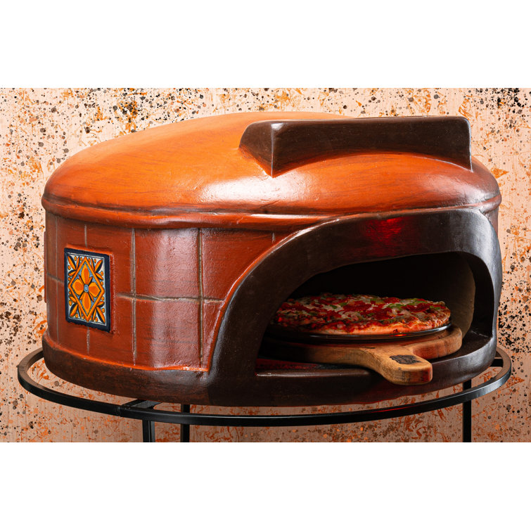 Talavera Clay Freestanding Wood Burning Pizza Oven in Orange