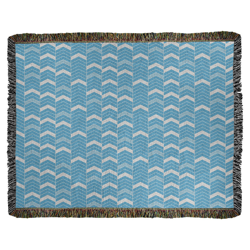 Couverture en coton tissé Rhonda, l 50 po x L 60 po, Bleu sarcelle