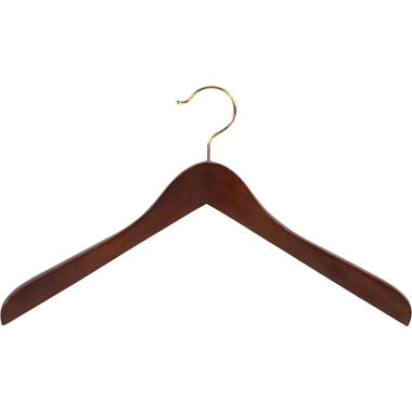 Quality Wooden Hangers - Slightly Curved Hanger Set of 10-Pack - Solid Wood Coat Hangers with Stylish Chrome Hooks - Heavy-Duty Clothes, Jacket, Shirt