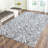 Grey Beige Patchwork Leather Cowhide Cow Skin Modern Geometric Handmade Area Rug-1932485827