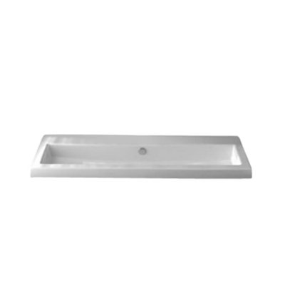 40 White Ceramic Rectangular Wall Mount Bathroom Sink with Overflow
