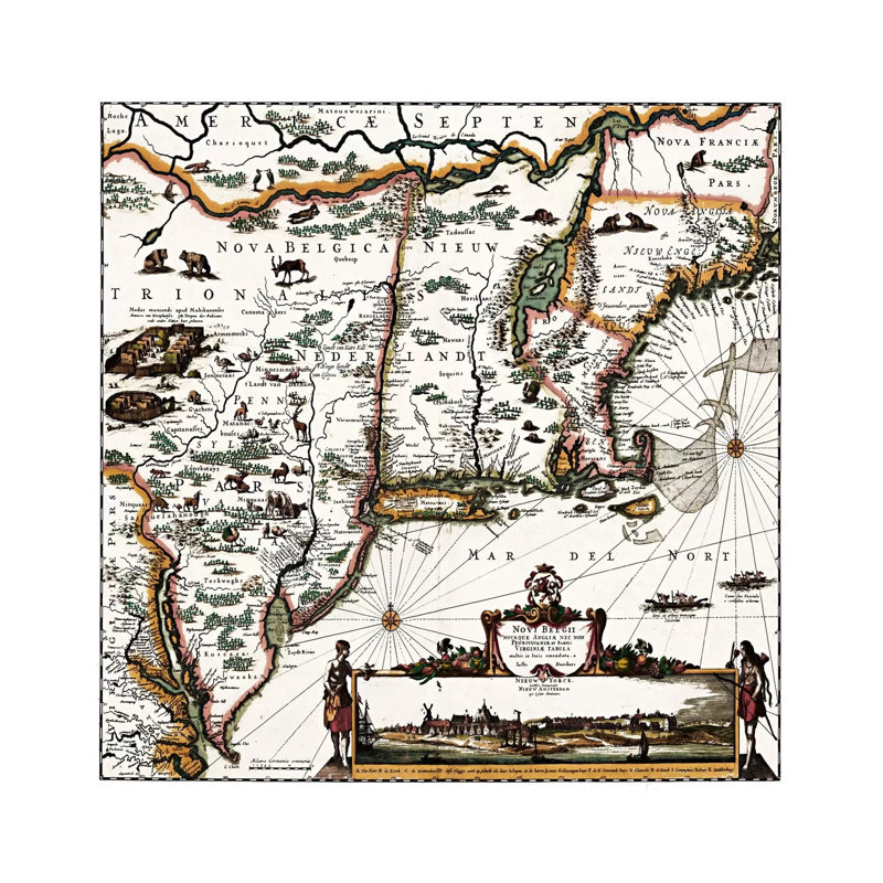 Antique Map Of ConnecticutMaine, Maryland, Massachusetts, New Hampshire, New Jersey, New York) by Unknown Artist - Wrapped Canvas Gallery-Wrapped Canvas Giclée