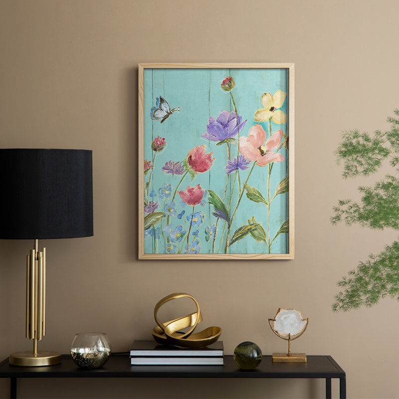«Wildflower Flutter III», reproduction encadrée - bois massif, H 11 po x l 9 po, Naturel