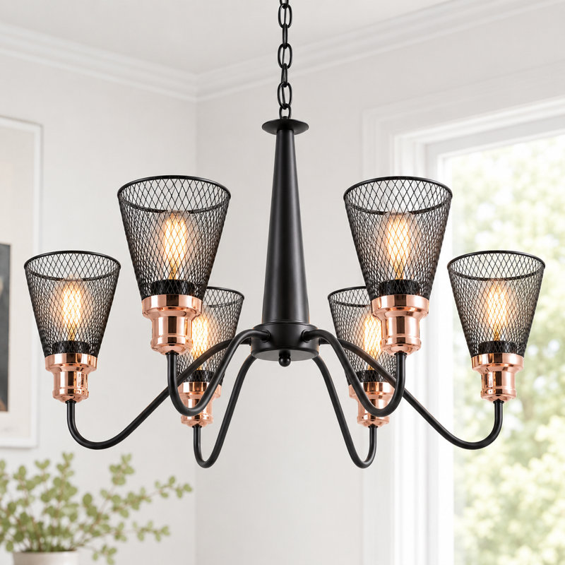 6 - Light Metal Tradition/Classic Dimmable Chandelier