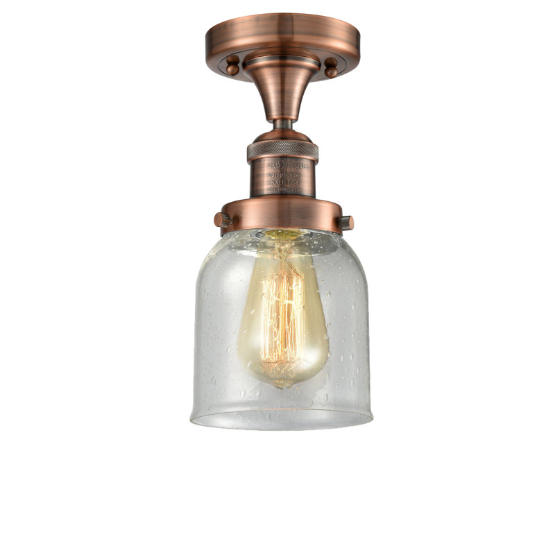 Norberto Glass Semi Flush Mount, Antique Copper