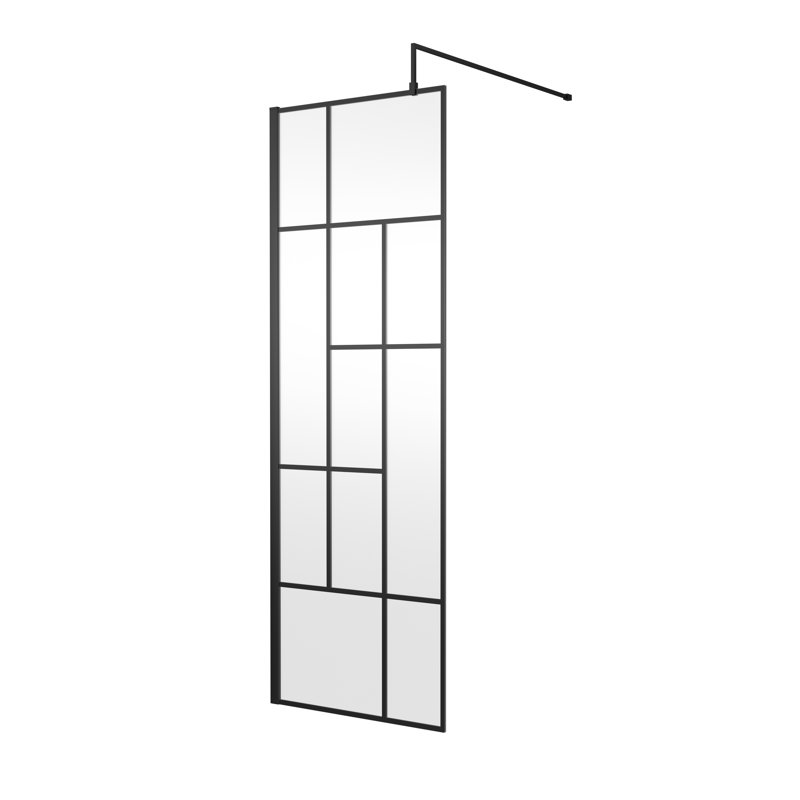 Abstract 1950mm H Framed Wet Room Glass Screens with Pattern Glass, 195" H x 70" W