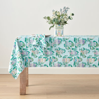 Lenox Spice Village Allover Tablecloth, Blue - 60"W x 120"L      