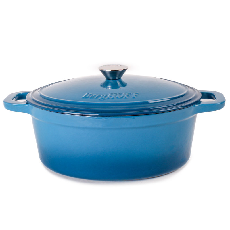 BergHOFF Neo 8 Qt. Cast Iron Oval Casserole with Lid, Blue