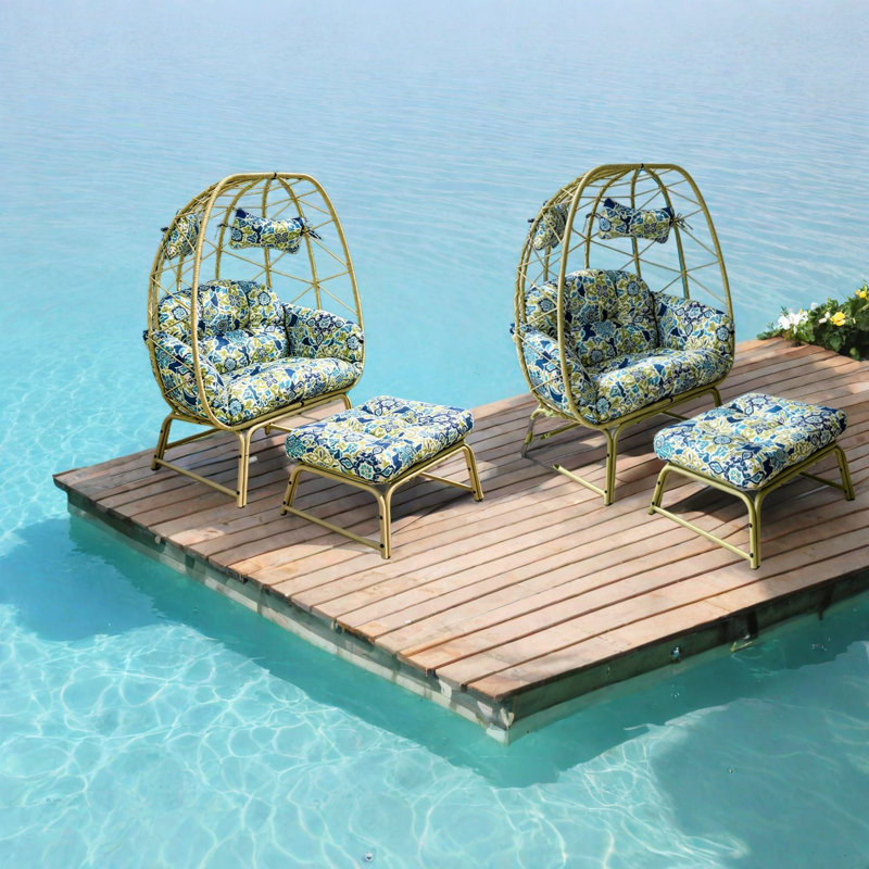 Chaises longues spacieuses pour le patio, fauteuil en rotin moderne en acier, jardin