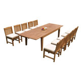 Grijalva Outdoor 11 - Piece Teak Dining Set