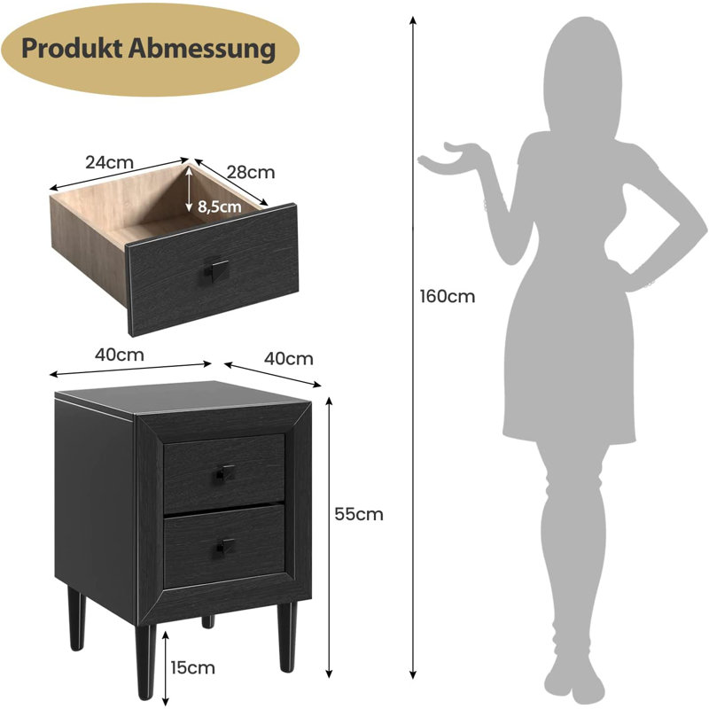 Ledezma Side Table Set, Black