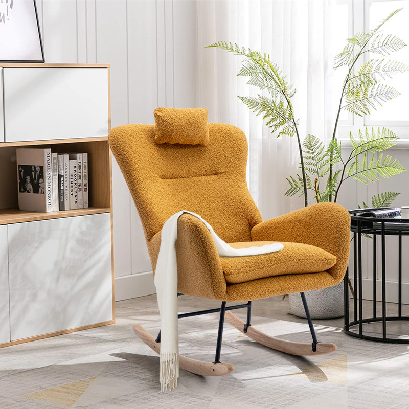 Chaise berçante en métal Jamaul, Jaune
