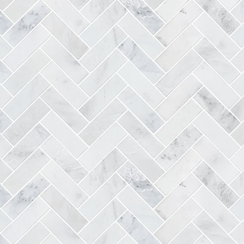 Marbre Alba 3 x 12 blanc, 1x3 Herringbone