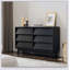 Commode double à six tiroirs de style vintage avec design biseauté et grand espace de rangement pour une organisation élégante de la chambre
