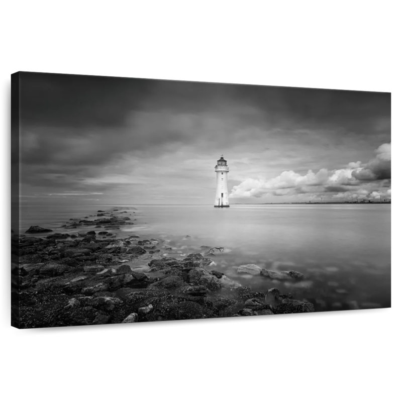 Aletra Black And White Lighthouse, 34" H x 51" W