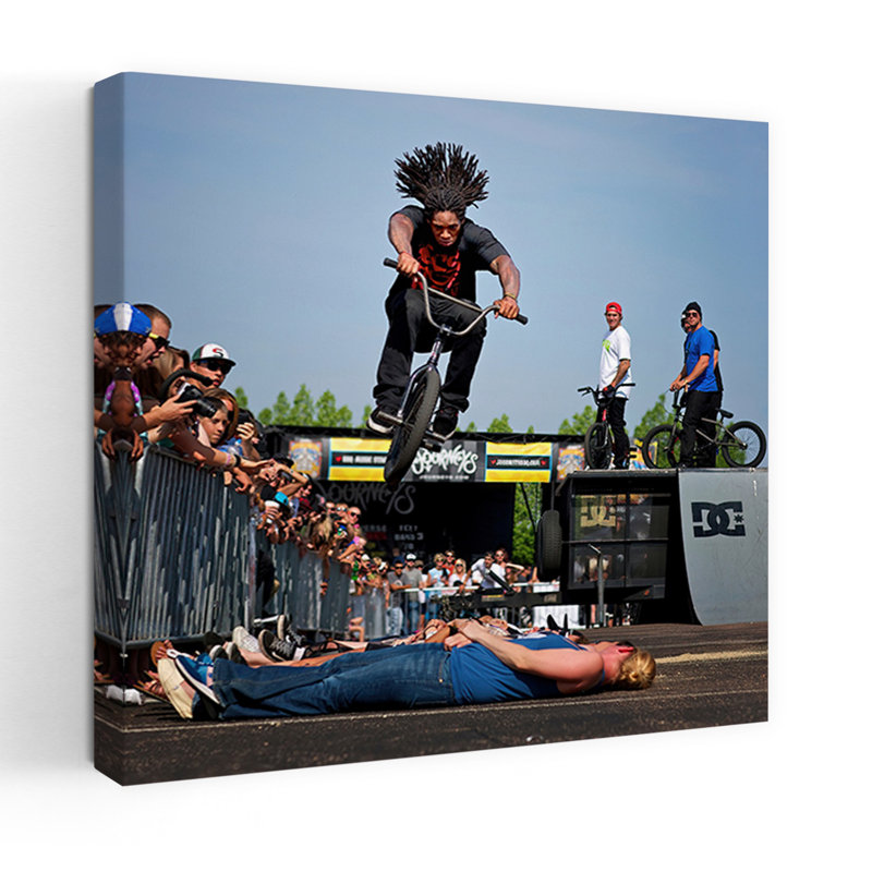 Bmx Rider In Flight, paysage contemporain abstrait, reproduction d'art mural, H 18 po x l 18 po