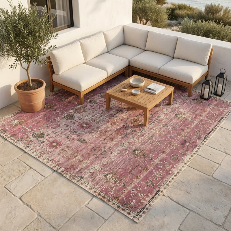 Tapis intérieur / extérieur en polyester tissé à la machine Gagliardi, Rectangle 8 pi x 10 pi