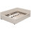 Lit plateforme double rembourré avec port USB et lit gigogne simple, beige