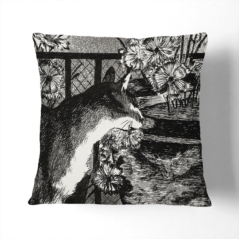 The Cat Scatter Cushion, Black, 40cm H x 40cm W x 15cm D