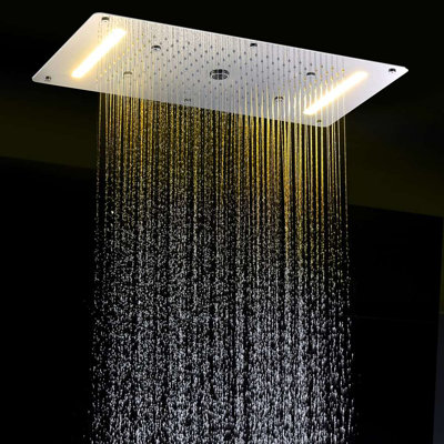 Système de douche thermostatique chromé Caserta avec finition polie et installation murale