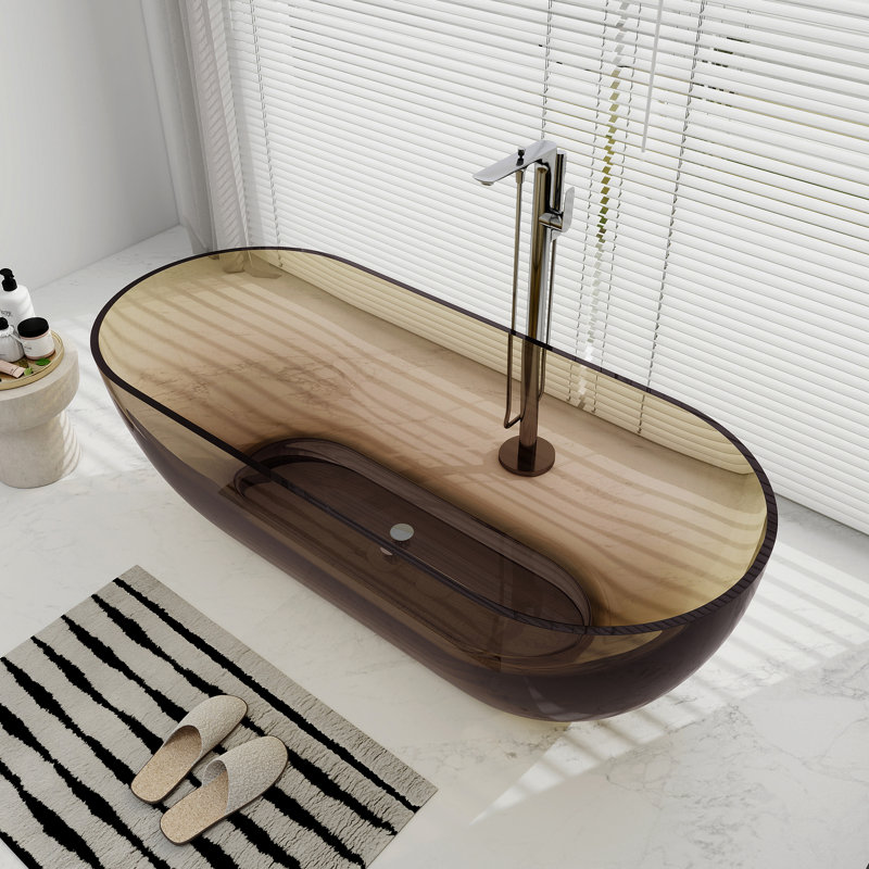 Baignoire de trempage autoportante 69 po en sépia transparent 69 po