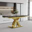 Ensemble de table de salle à manger luxueux noir et doré avec 4 chaises de salle à manger en velours noir-276277715