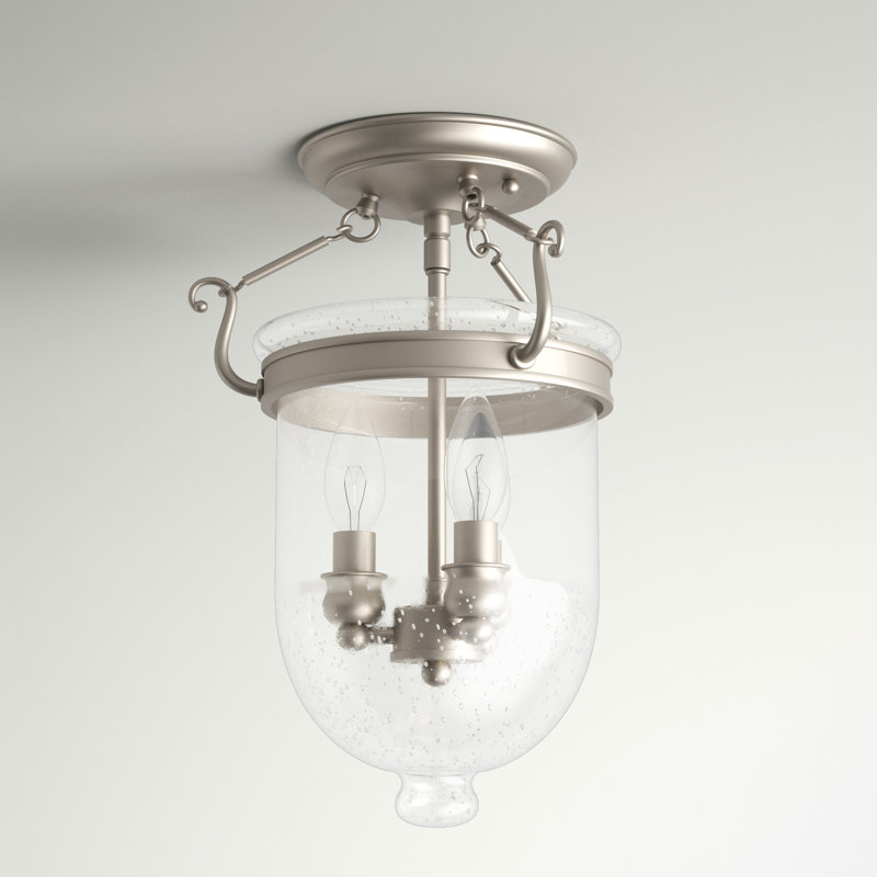 Plafonnier semi-encastré en forme d'urne à 3 lumières Husman Husman, H 14 po x l 10 po x P 10 po, Nickel brossé