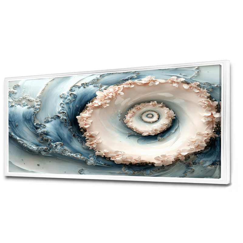 Mechling - Abstract Large Wall Art, H 28 po x l 60 po, Cadre flottant, Blanc
