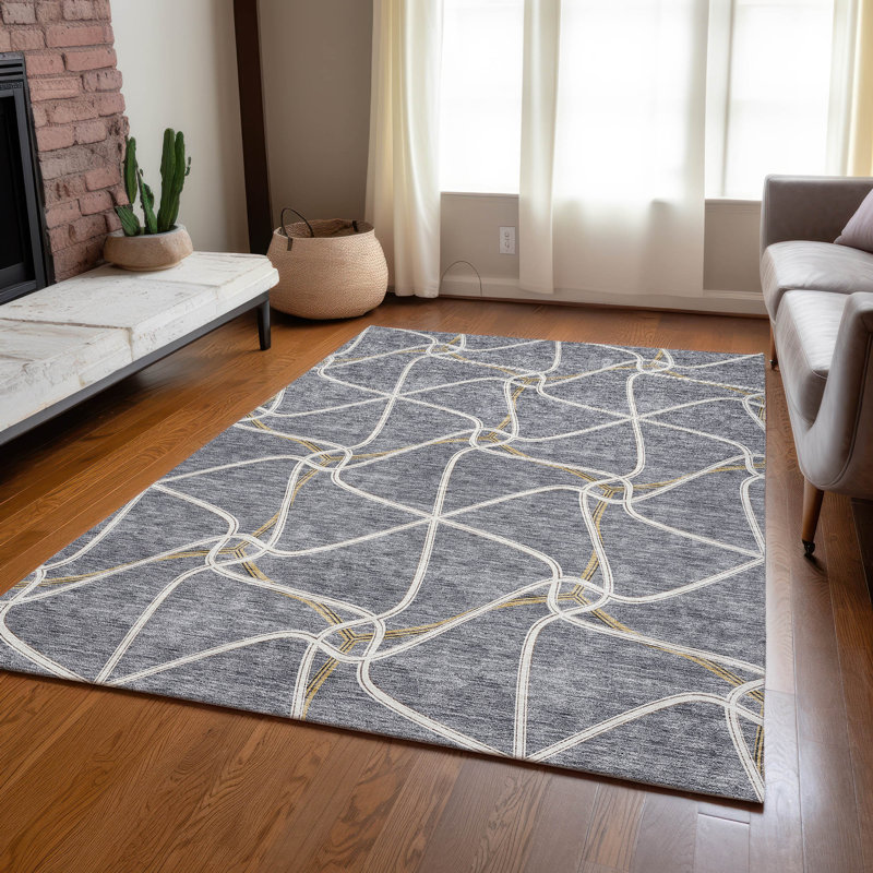  Aleg Area Rug with Non-Slip Backing, Rectangle 3' x 5'