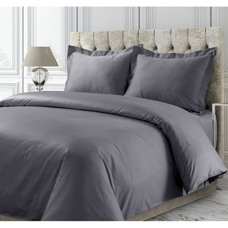 Cotton Sateen Duvet Cover, Queen, Gray