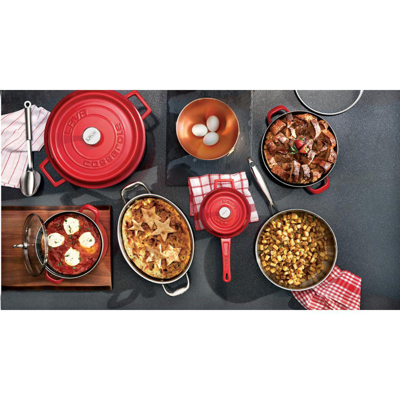 Casserole ovale en fonte Lava Canada, rouge, 5 pte