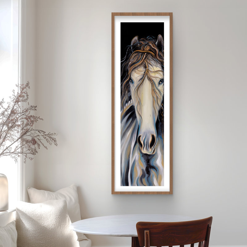 Cheval abstrait avec crinière bouclée - décor de salon gris