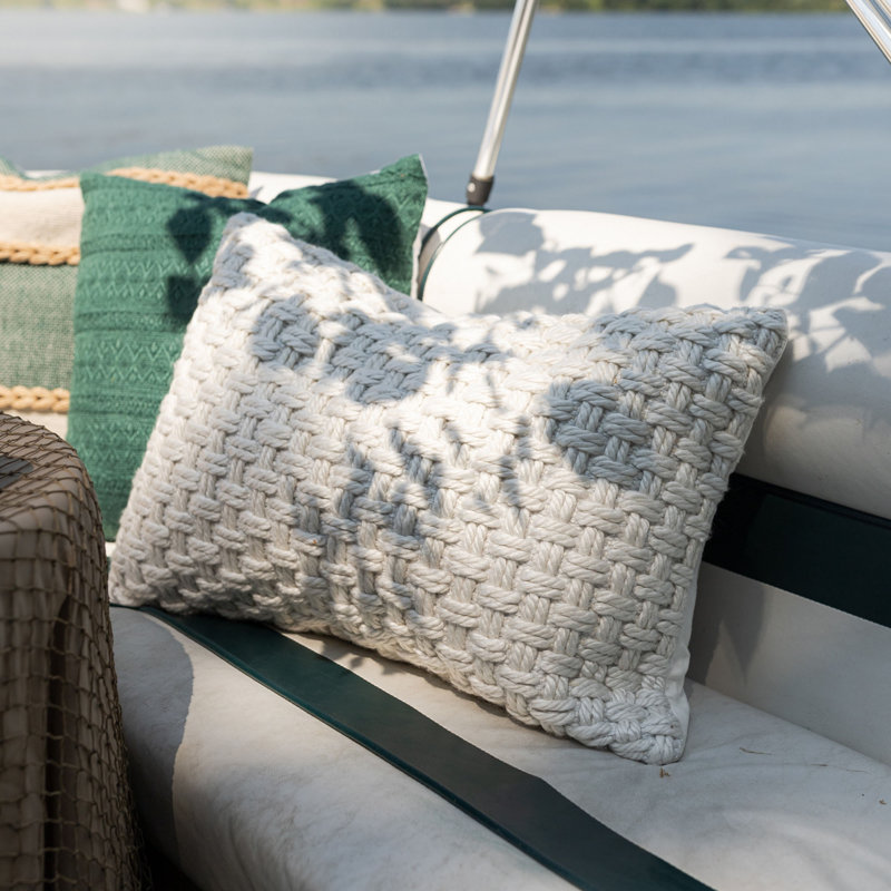 16x24 Knotted Filled Lumbar Pillow White