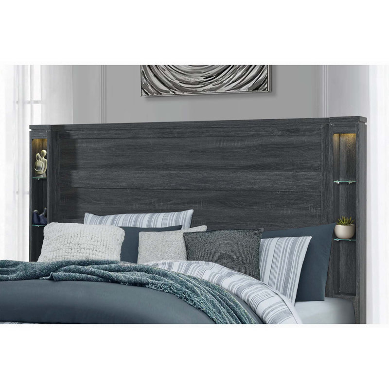 Ensemble de chambre à coucher 5 pièces, Grand, Gris foncé