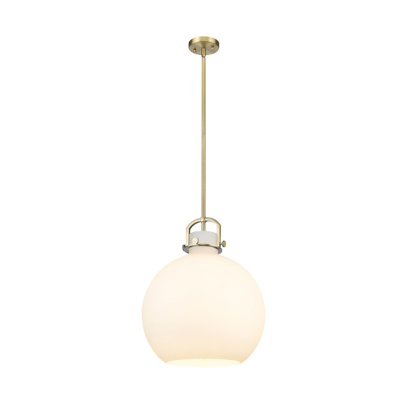Luminaire suspendu à 1 tige Sligo, Laiton brossé, Blanc, H 19,5 po x l 16 po x P 16 po
