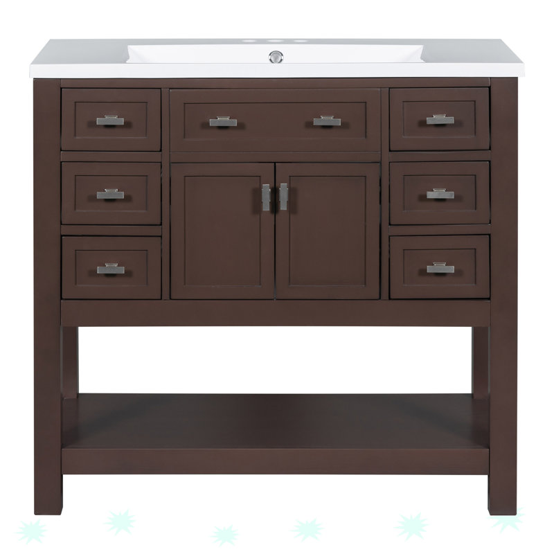 Meuble-lavabo 36 po sans lavabo supérieur, armoire seulement, Brun