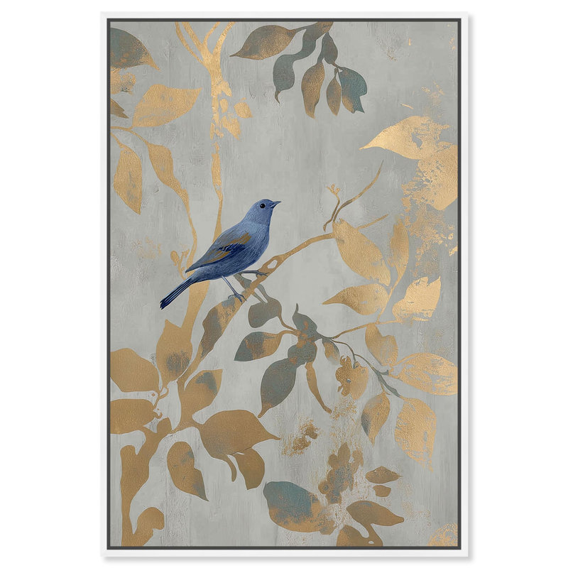 Décoration murale "Golden Bough I" par Art Remedy, cadre blanc, 36 x 54, H 55 po x l 37 po, Cadre blanc