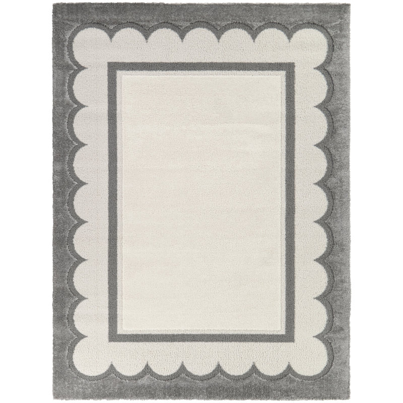 Wendell Grey Modern Border Area Rug, Rectangle 5'3" x 7'