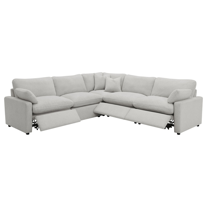 Canapé modulaire inclinable électrique 5 pièces Emmitsburg, Polyester gris