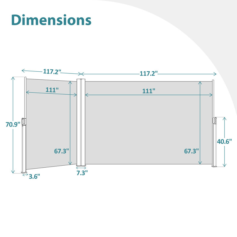 Gray 71'' x 236'' Retractable Aluminum Patio Awning
