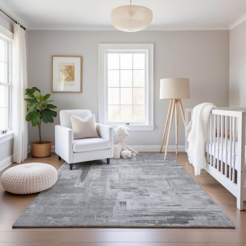 Premium Machine Washable Elize AMF1338 Blocks Rug, Rectangle 8' x 10'