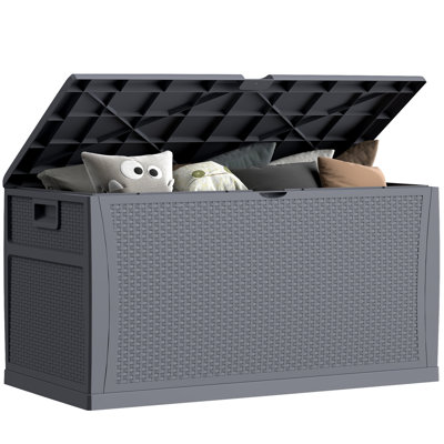 Boîte de rangement pour l'extérieur EHHLY 121 gallons, grands contenants de rangement extérieurs verrouillables