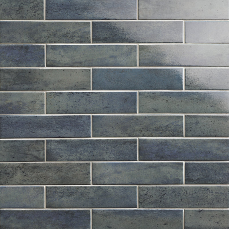 Capri 3" x 10" Porcelain Stone Look Subway Wall Floor Use Tile, Blue/Gray